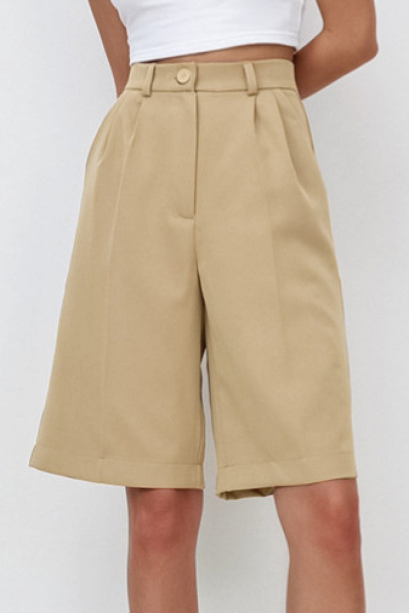 High-Waisted Casual Bermuda Shorts for Women