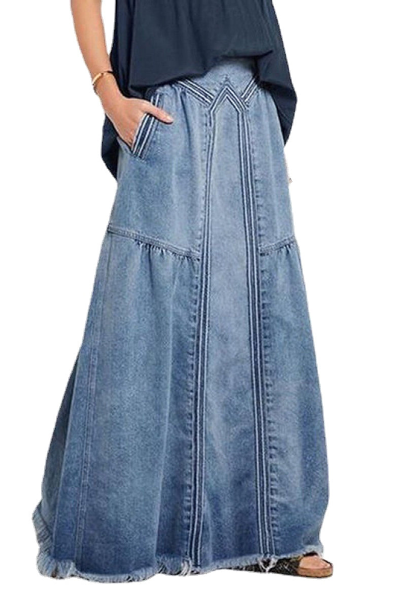 Elegant A-Line Long Skirt for Casual Wear