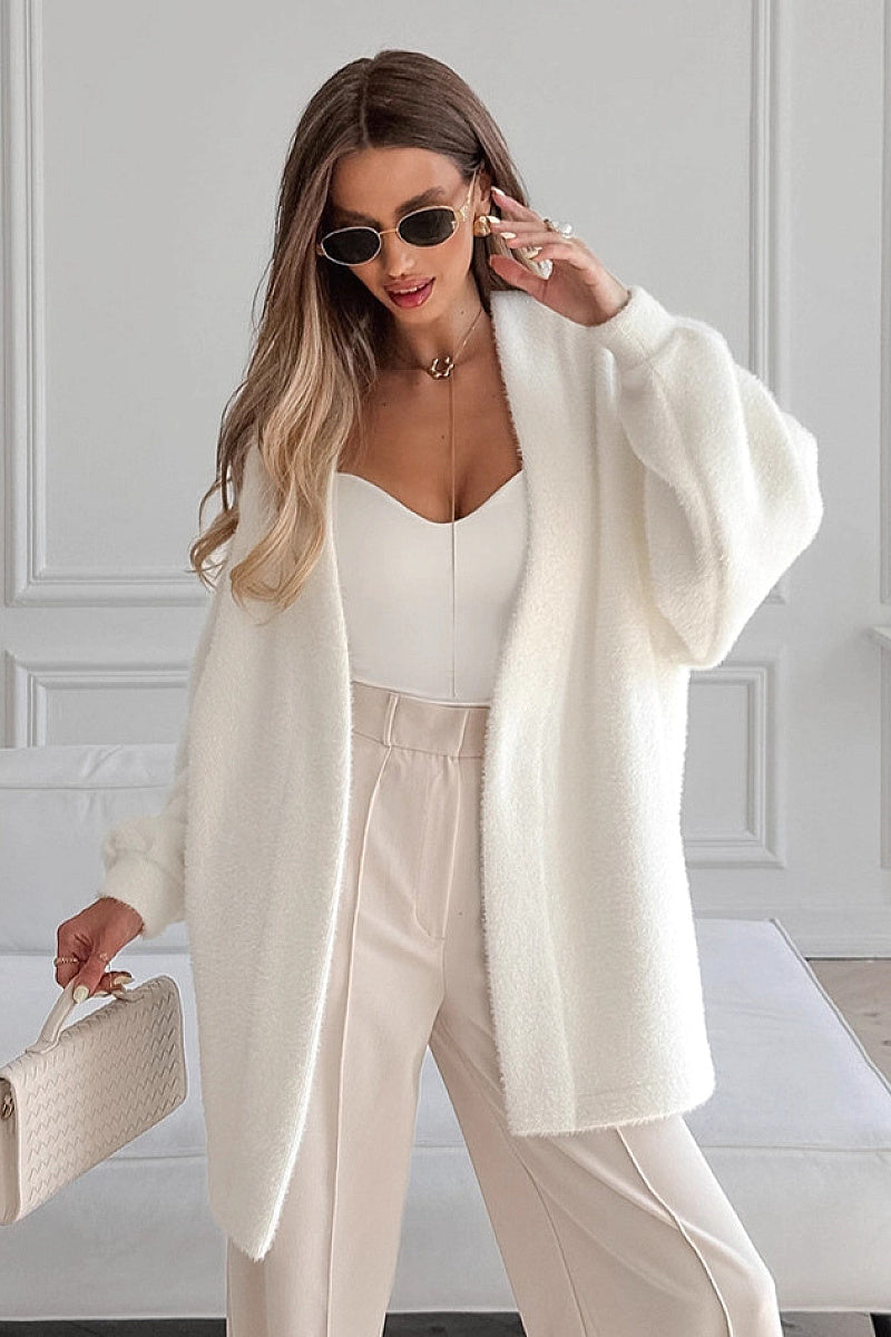 Elegant White Faux Fur Coat for Women