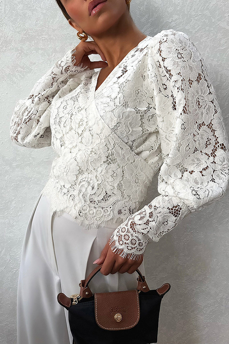 Spring Summer New V-Neck Lace Blouse