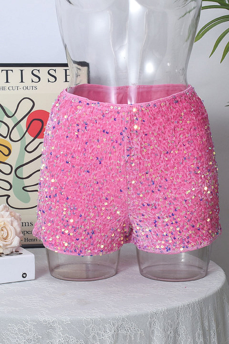 Leopard Print Sequin Women's Casual Shorts