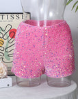 Leopard Print Sequin Women's Casual Shorts