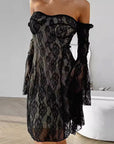 French Lace Off-Shoulder Dress for Autumn