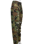 Camouflage Slim Fit Ripped Casual Pants