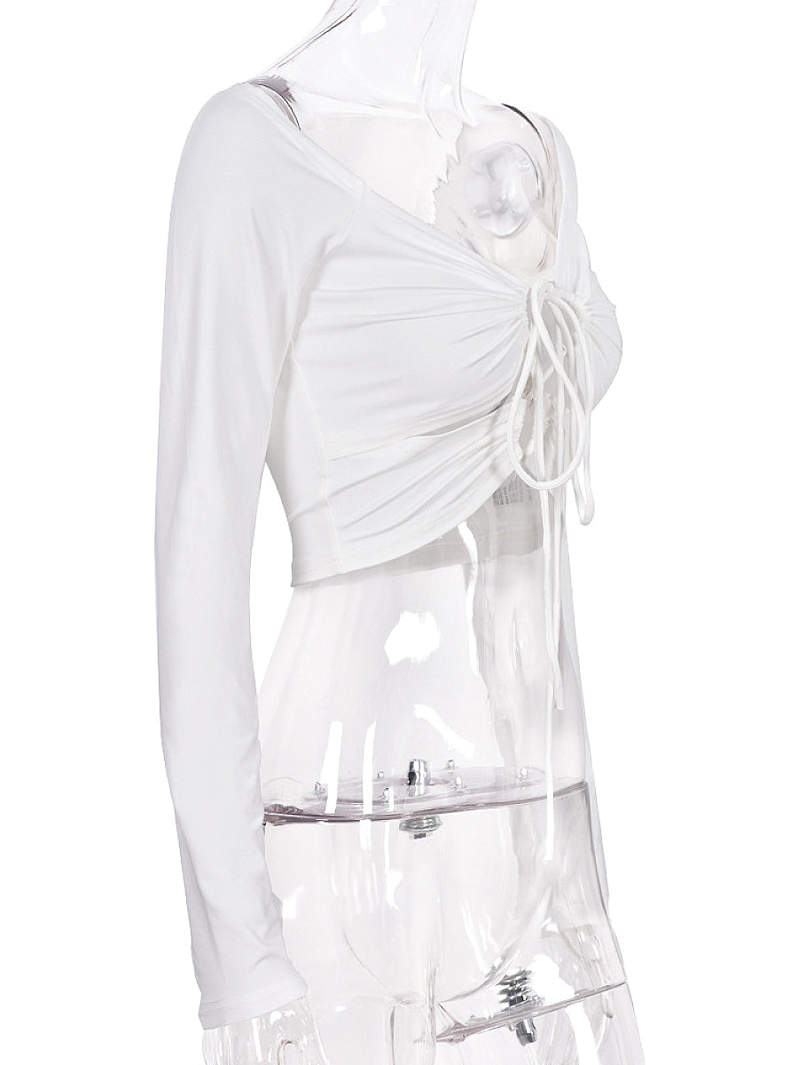 Stylish Lace-Up Long Sleeve Top for Women