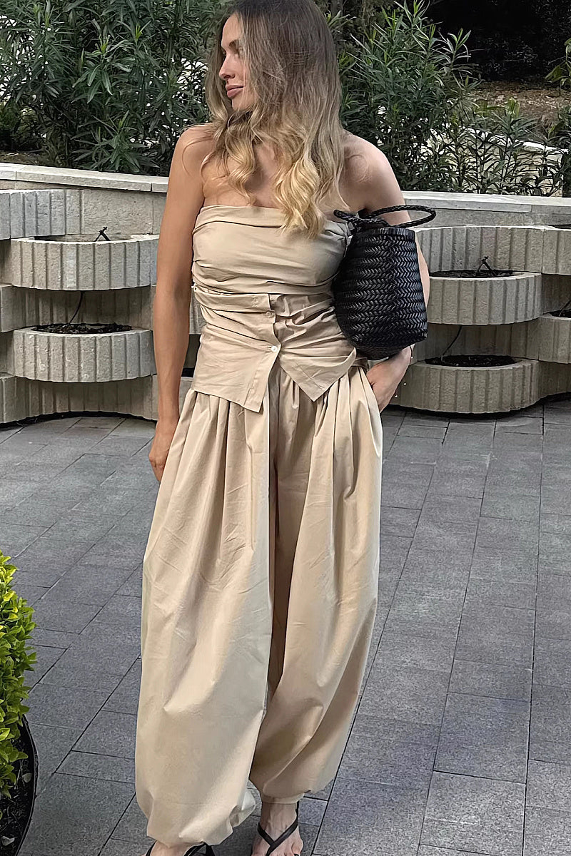 Trendy Solid Color Casual Balloon Pants for Women