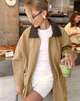 Retro Khaki Lapel Trench Coat for Women