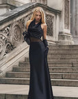 Elegant Black Lace-Trimmed Sleeveless Dress