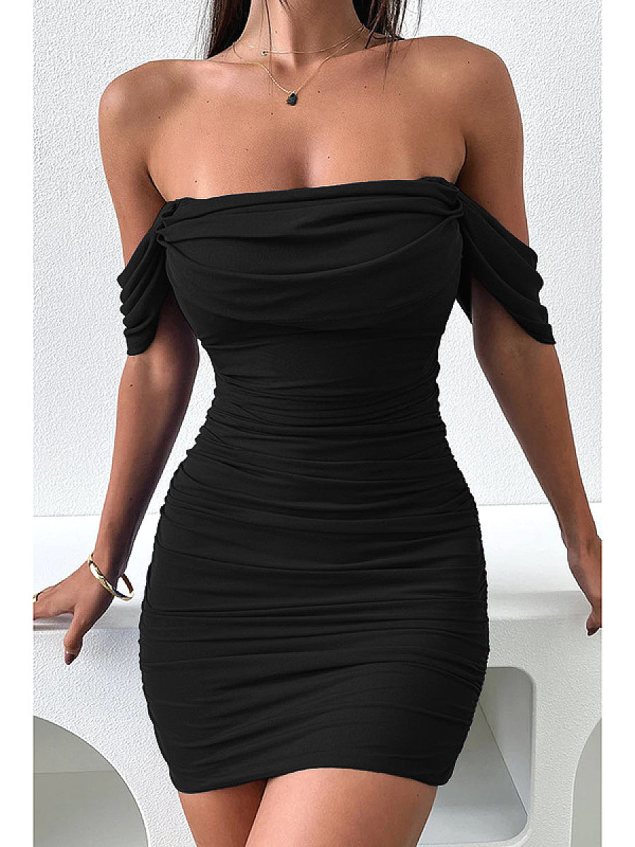 Elegant Off-Shoulder Dress with Ruffles