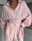 SHEIN Autumn Long Sleeve V-Neck Button Shirt