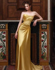 Elegant Gold Strapless Evening Gown for Women