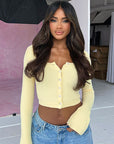 Fresh Style Casual Knit Cardigan Long Sleeve Top