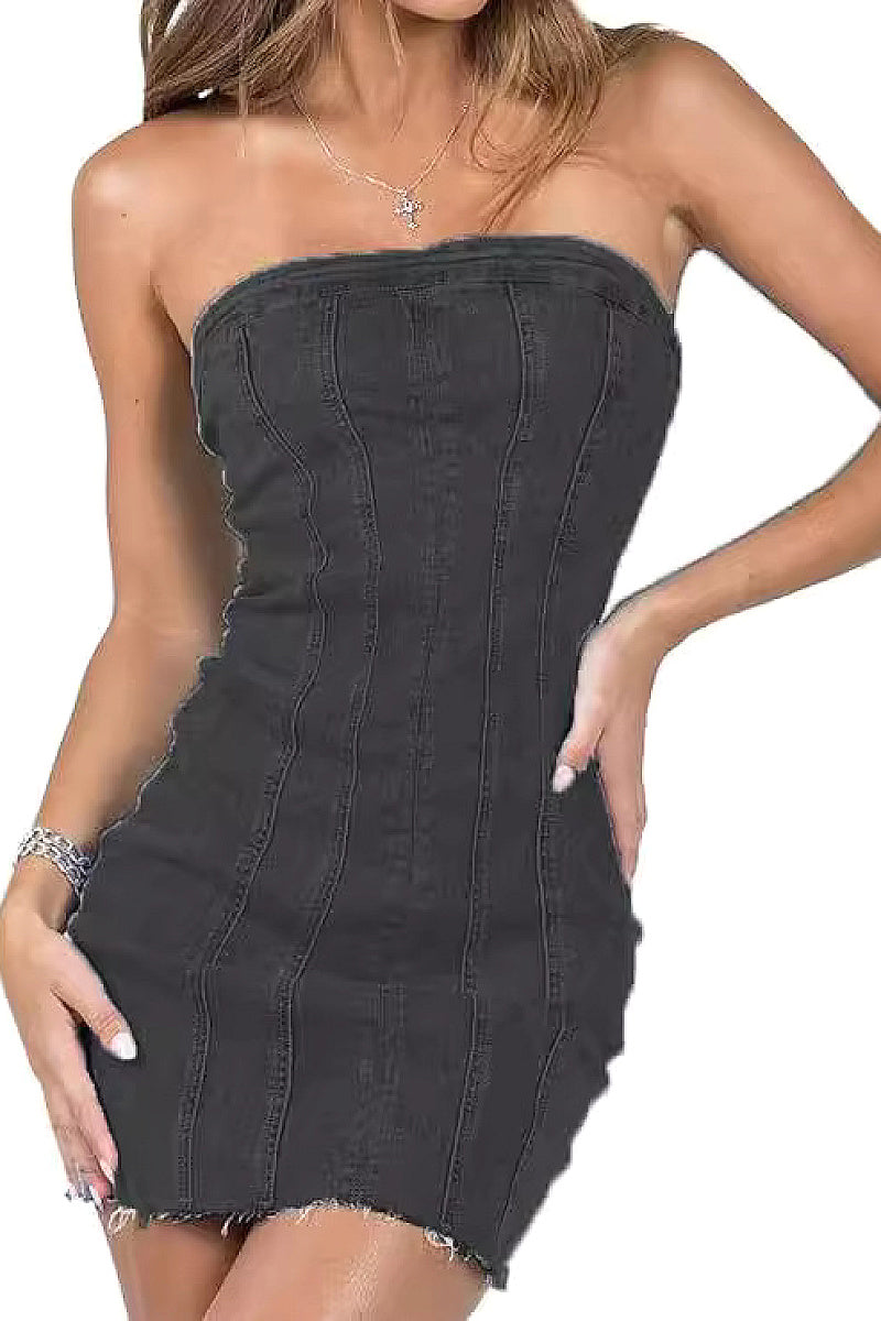 Sexy Backless Denim Dress for Spring Summer
