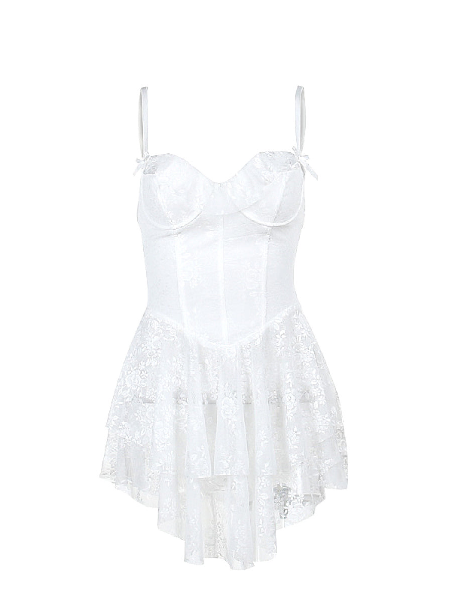 Summer Sexy Lace Ruffle A-Line Dress