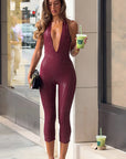 Fashionable Sleeveless Deep V Jumpsuit