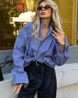 French Blue Striped Shirt for Women
