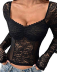 Trendy Spring Autumn Women's V-Neck Long Sleeve Crop Top