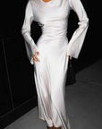 Elegant Long Sleeve Back Tie Dress