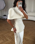 Elegant Chic Shawl Jacket Two-Piece Set