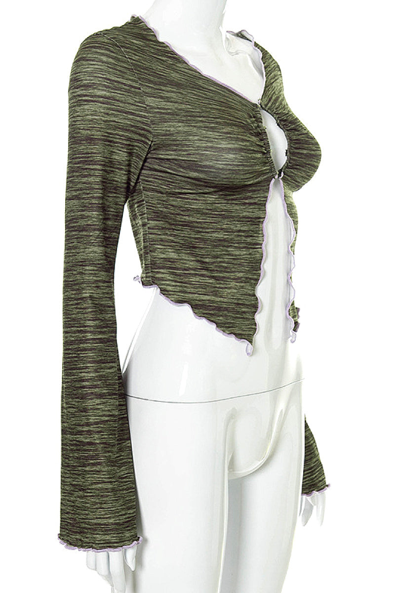 Summer New Women's Ruffled Sleeve Slim Top