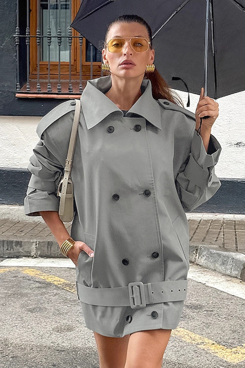 Vintage Double-Breasted Trench Coat for Women