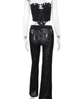 Chic Velvet Strapless Top and Long Pants Set