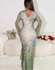 Fashion V-Neck Long Sleeve Dress with Irregular Hem