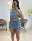 Stylish Denim Two-Piece Set for Women