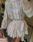 Elegant Stand Collar Floral Print Dress