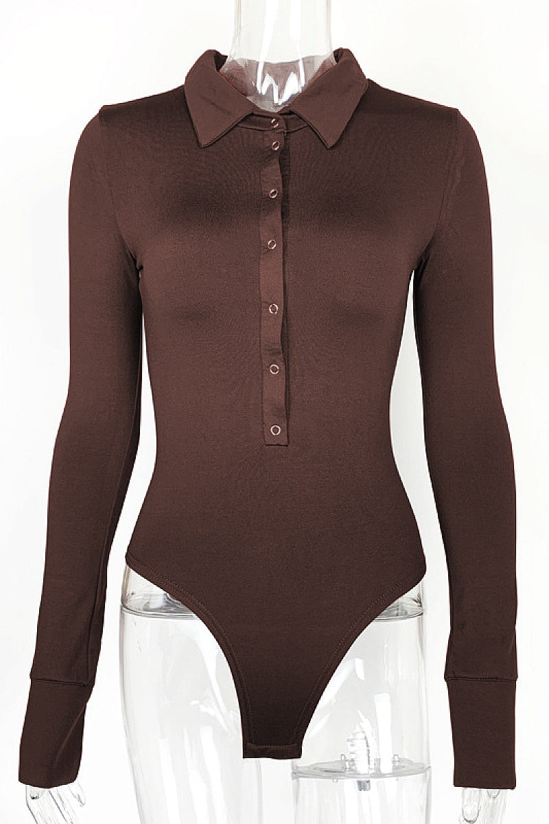 Stylish Long Sleeve Polo Jumpsuit for Women