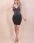 Elegant Beaded V-Neck Bodycon Dress