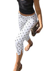 Elegant Polka Dot Print High Waist Cropped Pants