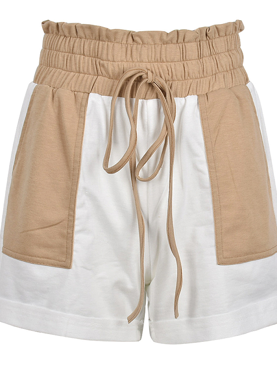 Color Block Casual Shorts for Women