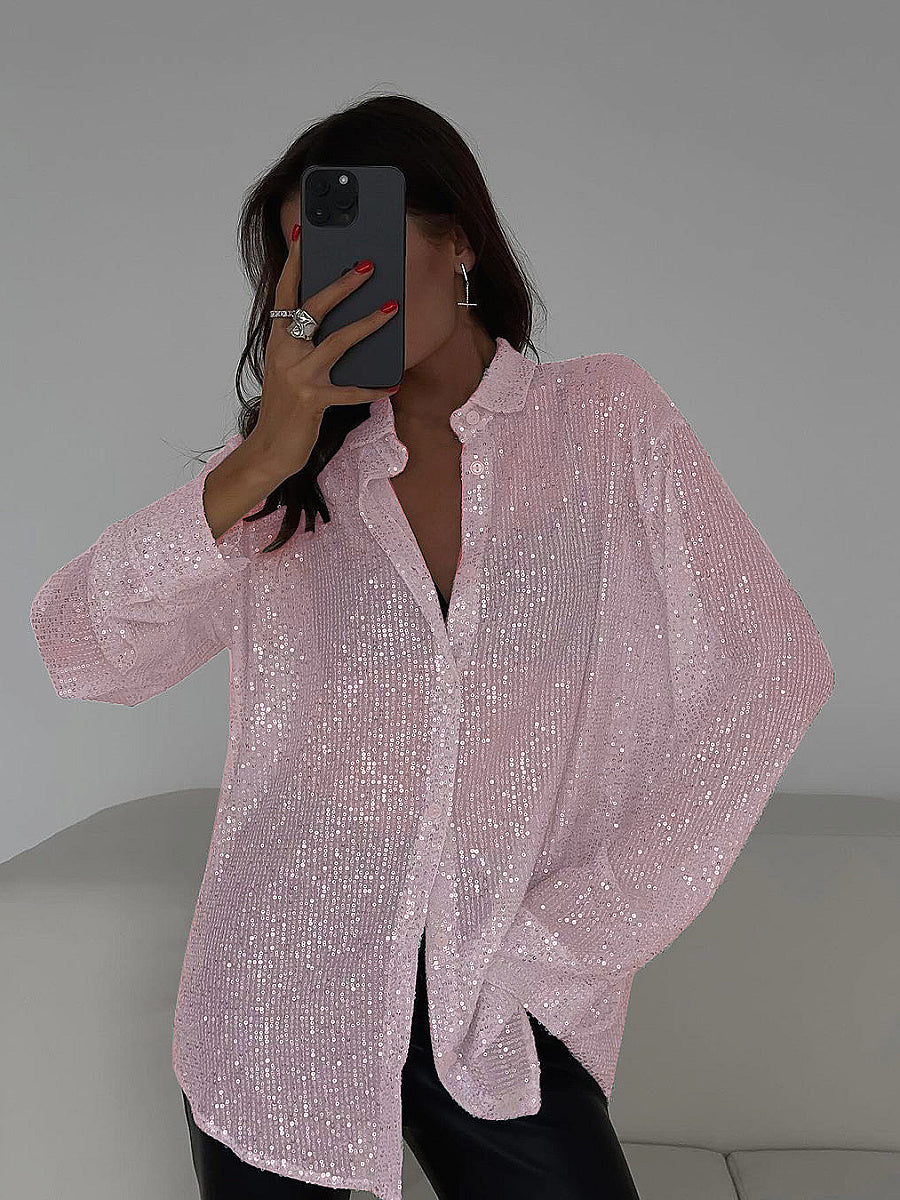 2026 New European and American Sequin Shirt