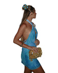Floral Halter Neck Backless Dress for Women