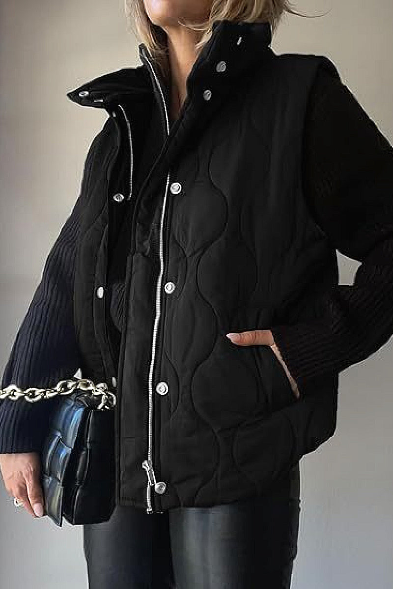 Fashionable Casual Sleeveless Cotton Vest with Zipper