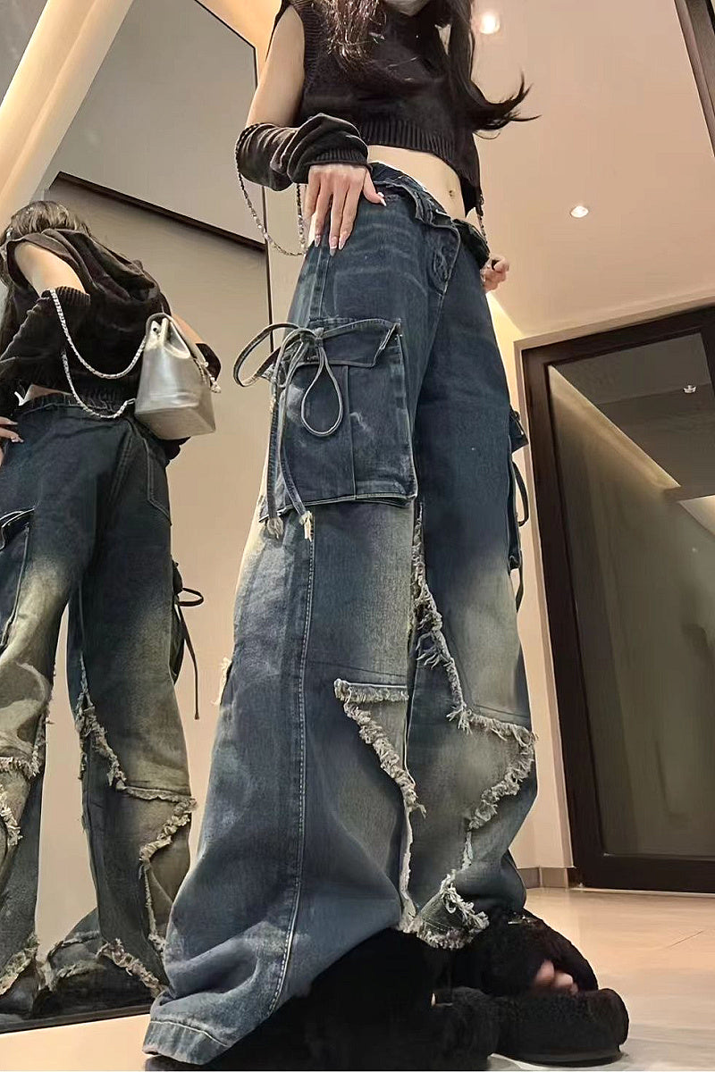 Y2K Vintage American Dark Denim Straight Leg Pants