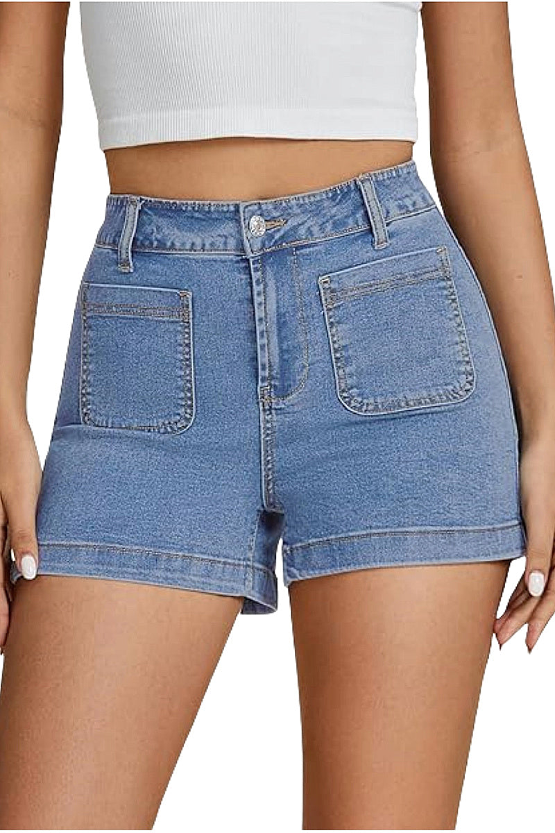 High Elasticity Denim High-Waisted Shorts