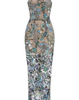 Elegant Embroidered Sequin Flower Strapless Dress