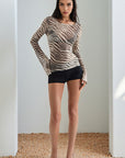 Zebra Print Long Sleeve Top for Women