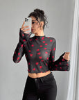 Spring Summer Women's Mesh Printed T-Shirt