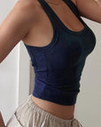 Basic U-Neck Hollow Back Tank Top for Women