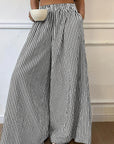 Trendy Striped Wide Leg Pants with Elastic Waist