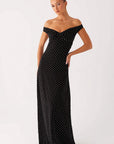 Elegant Polka Dot Strapless Maxi Dress