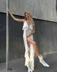 European Style Ruffled Strap Dress for Women