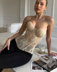 Sexy Embroidered Fishbone Bustier for Women