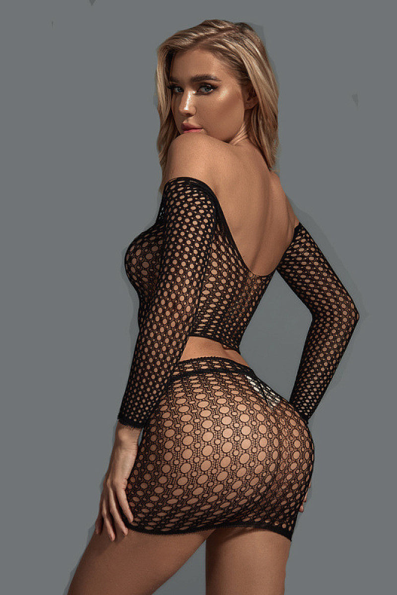 Lace Temptation Fishnet Two-Piece Dress