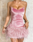Chic Strapless Mini Dress with Ruffled Hem