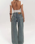 Y2K Vintage Straight Leg Jeans with Hollow Design