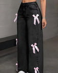 Y2K Butterfly Knot Denim Pants for Women